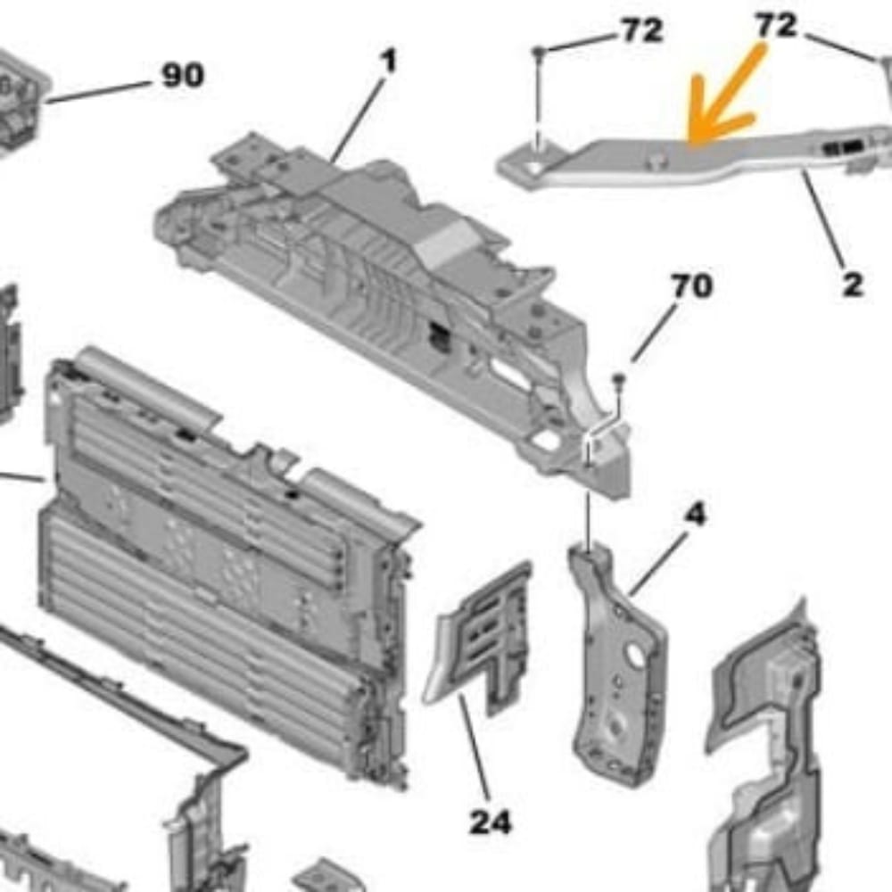 Front panel mounting bracket for Partner + new Doblò – left side.