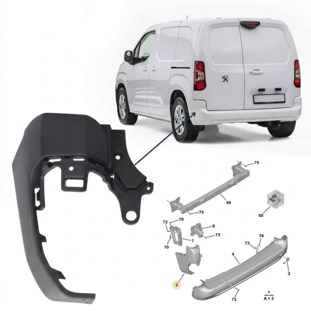Rear left bumper corner for short diesel Partner