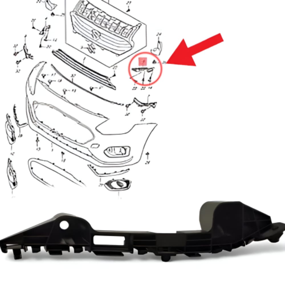 Front bumper bracket – Desire, left side, 2020–2025