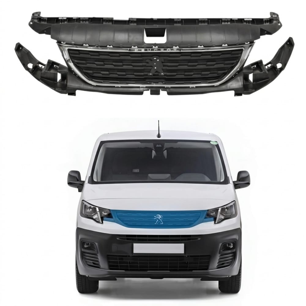 New grille for Peugeot Partner with chrome accents.