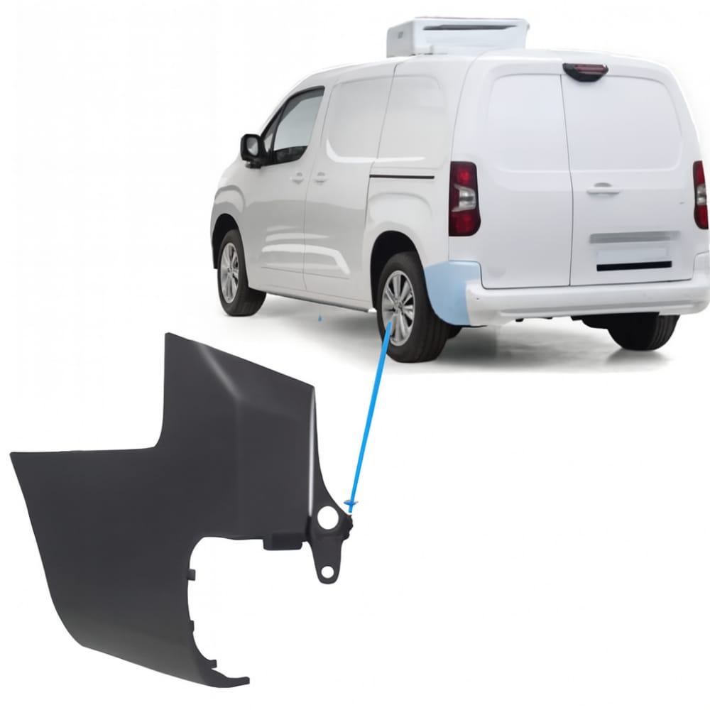 Rear bumper corner for Peugeot Partner and Fiat Doblo (new model) – long chassis, left side – Turkish.
