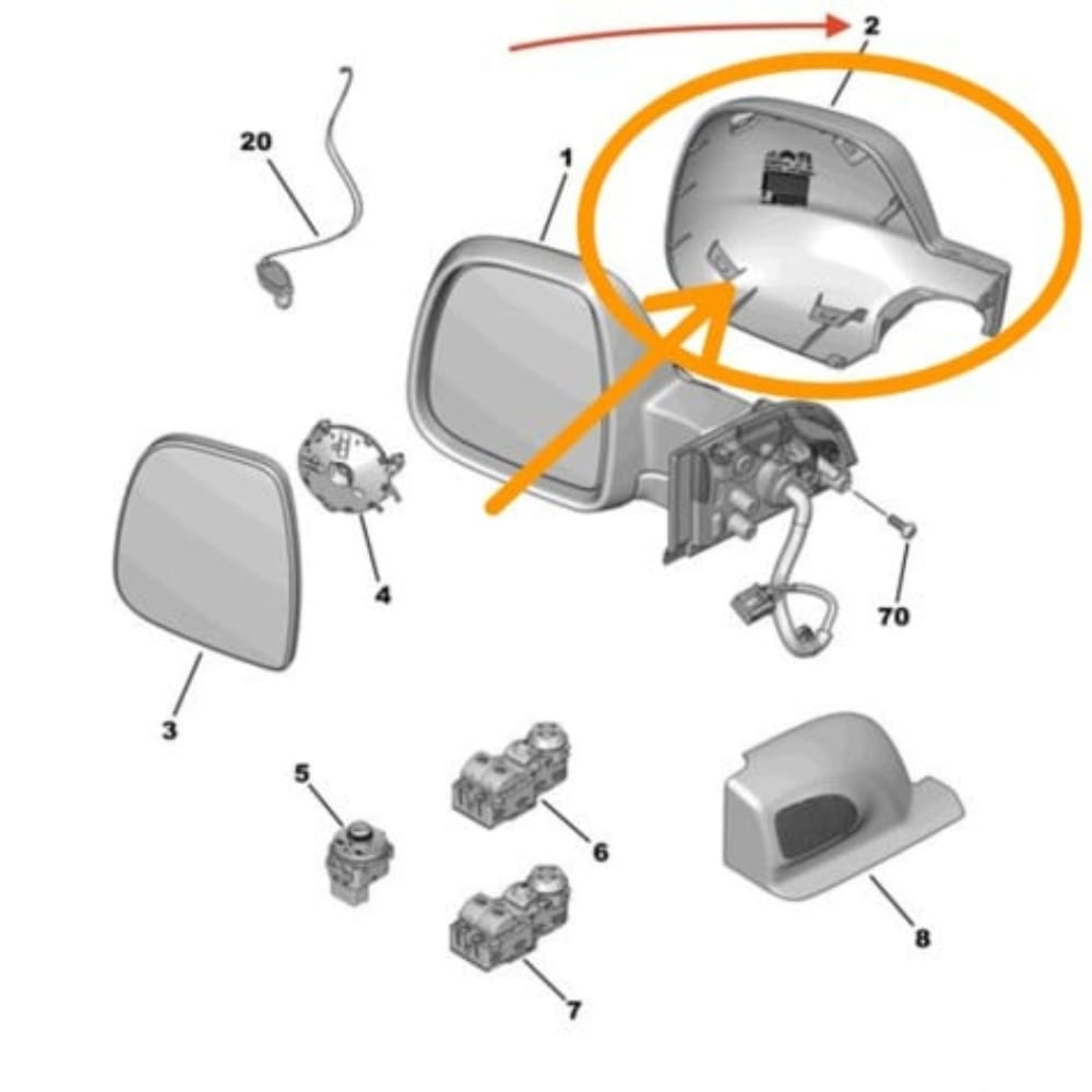 Right side mirror cover for Expert + Scudo