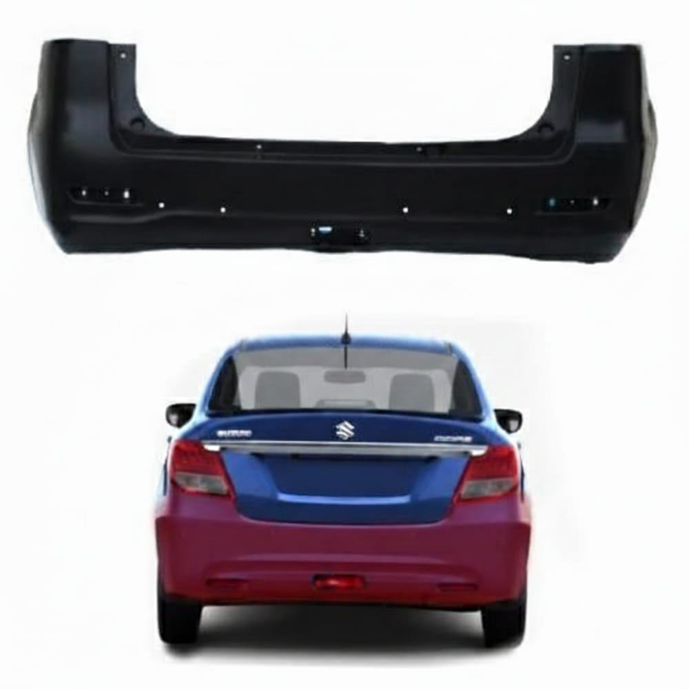 Original rear bumper with sensor opening (OEM, factory-fitted) for Suzuki Dzire 2020–2025